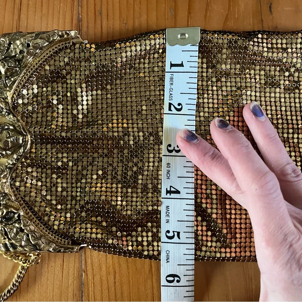 Vintage Whiting and Davis Face Flower Mesh Gold Purse Shoulder Bag Rare Chain - Picture 16 of 16